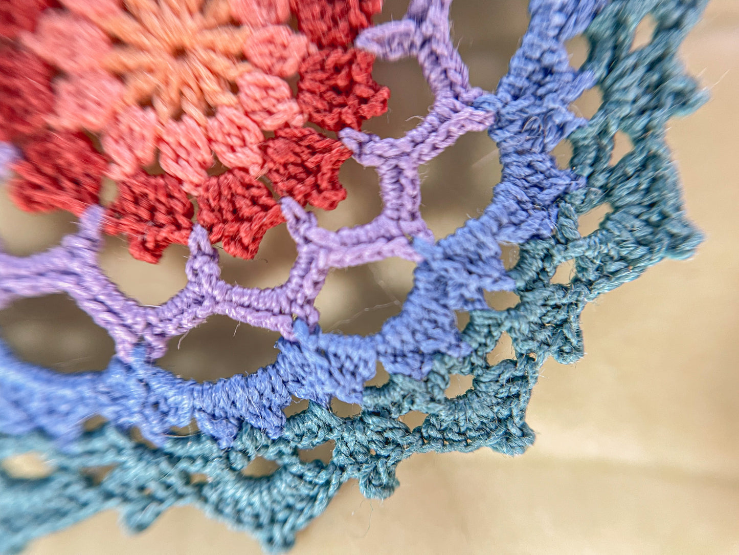 Autumn Air Multi Color Micro Crocheted Mandala Pendant