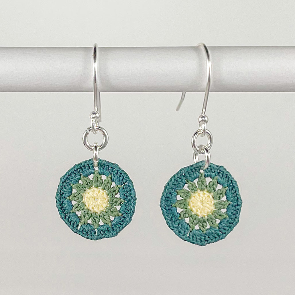 Sunburst Micro Crocheted Cotton Earrings