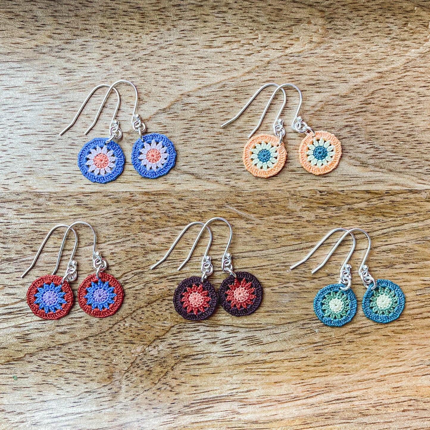 Sunburst Micro Crocheted Cotton Earrings
