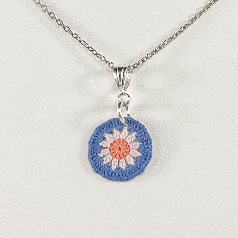 Sunburst Micro Crocheted Cotton Pendant