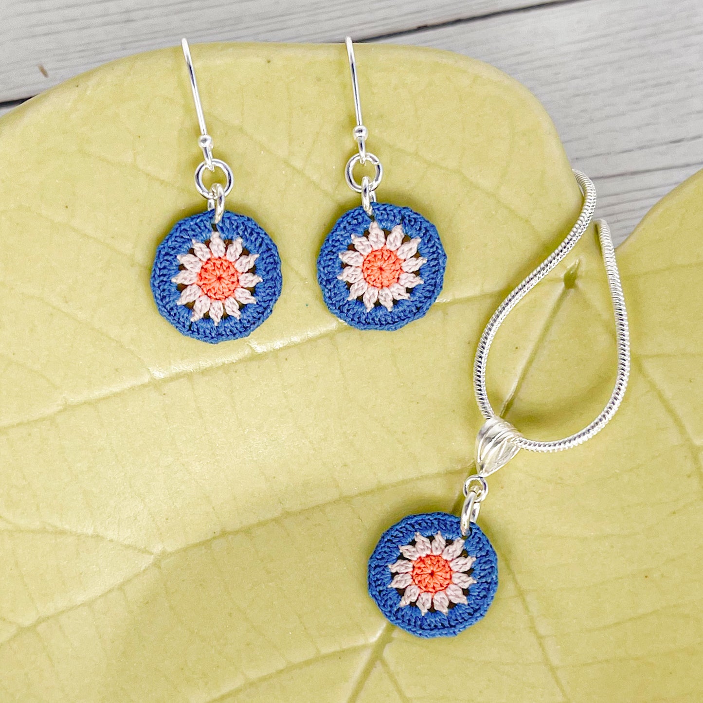 Sunburst Micro Crocheted Cotton Pendant