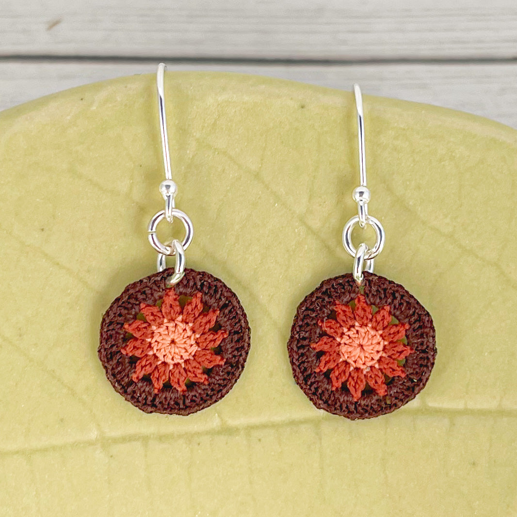 Sunburst Micro Crocheted Cotton Earrings