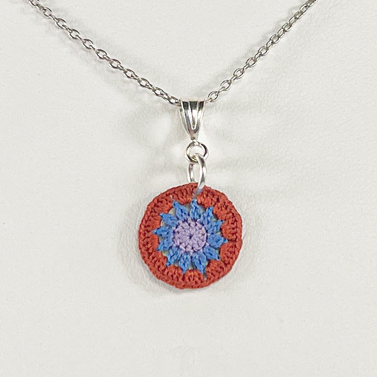 Sunburst Micro Crocheted Cotton Pendant