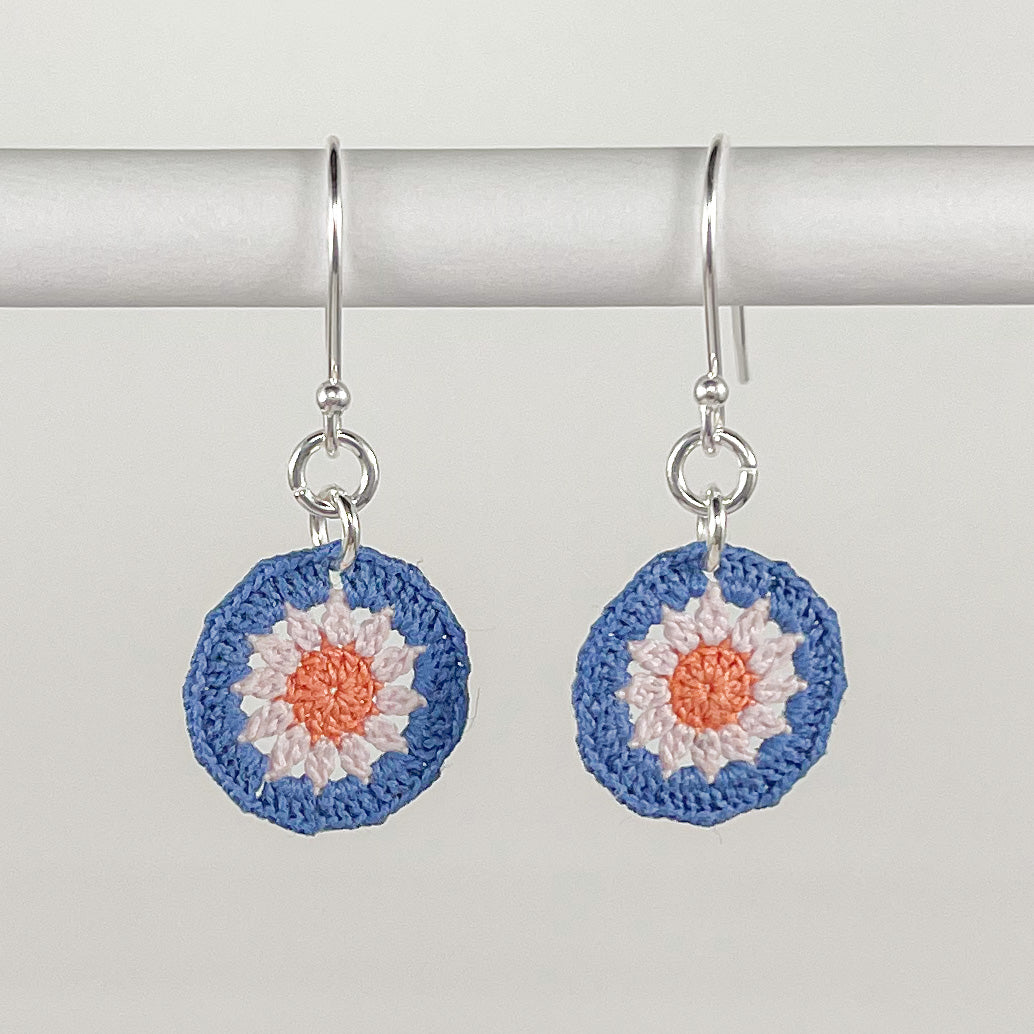 Sunburst Micro Crocheted Cotton Earrings