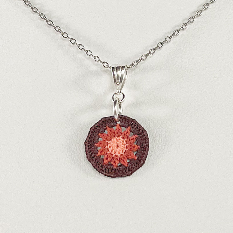 Sunburst Micro Crocheted Cotton Pendant
