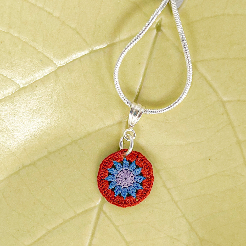 Sunburst Micro Crocheted Cotton Pendant