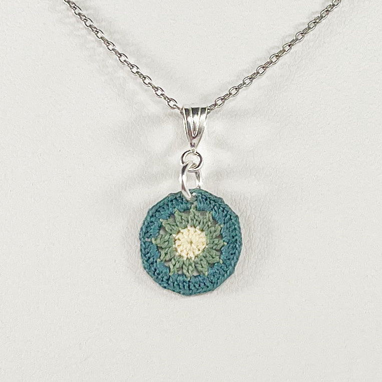 Sunburst Micro Crocheted Cotton Pendant