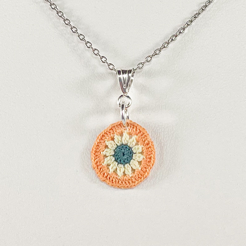 Sunburst Micro Crocheted Cotton Pendant