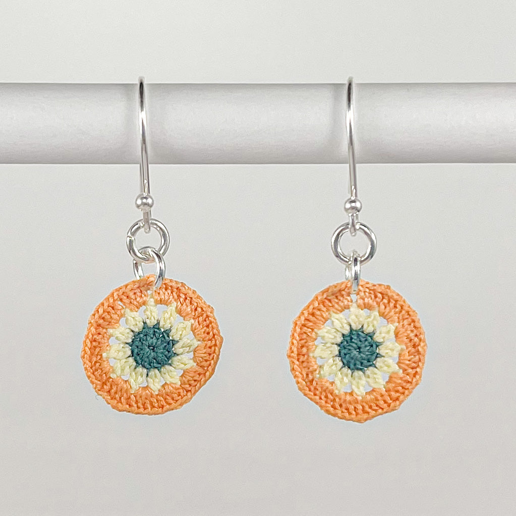 Sunburst Micro Crocheted Cotton Earrings