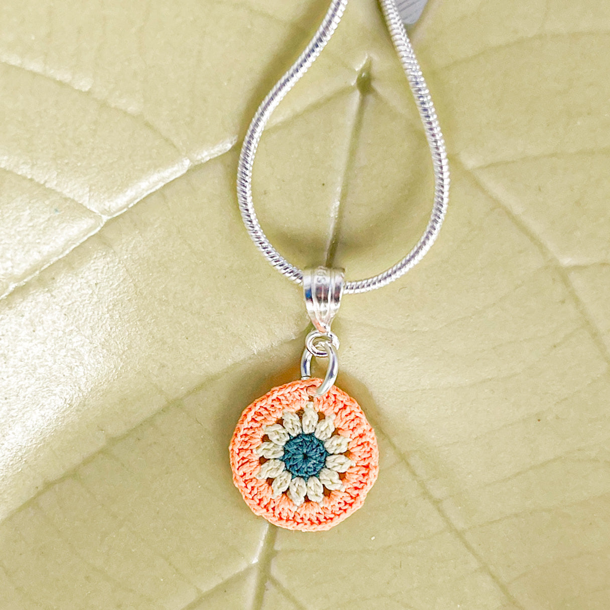 Sunburst Micro Crocheted Cotton Pendant