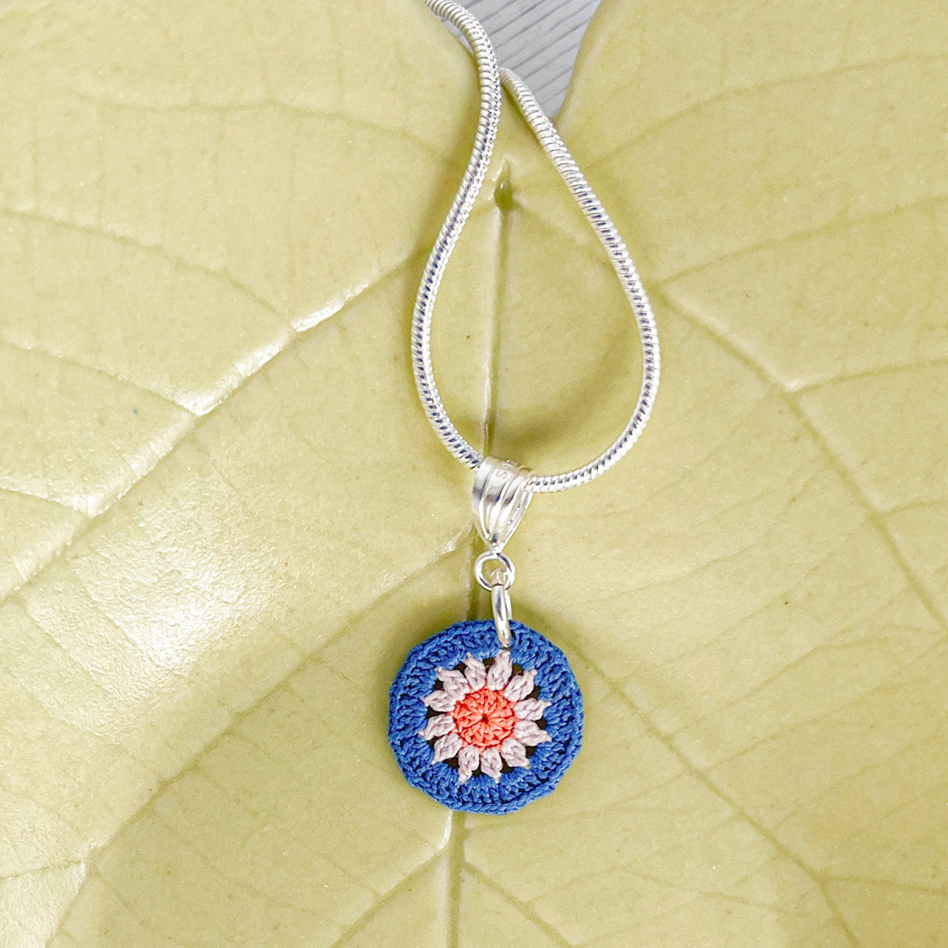 Sunburst Micro Crocheted Cotton Pendant