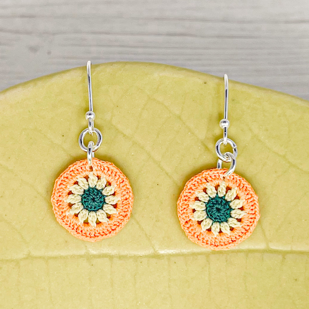 Sunburst Micro Crocheted Cotton Earrings