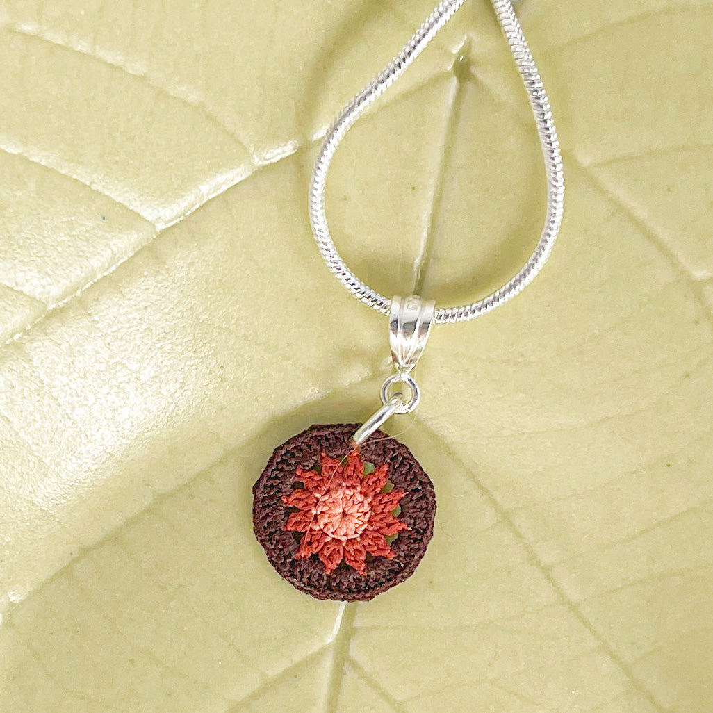 Sunburst Micro Crocheted Cotton Pendant