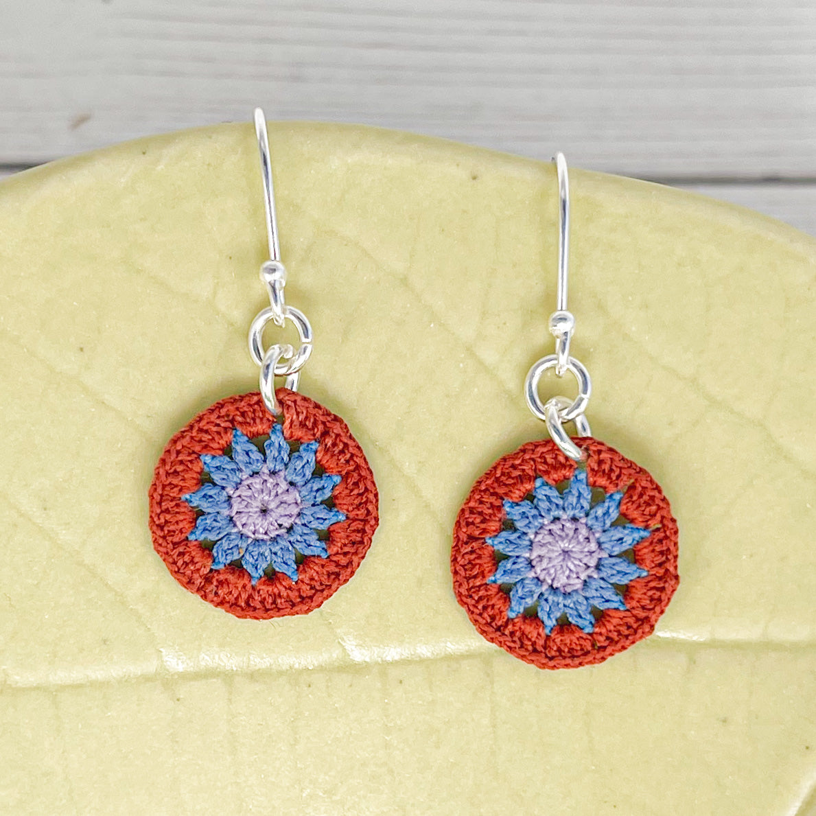 Sunburst Micro Crocheted Cotton Earrings