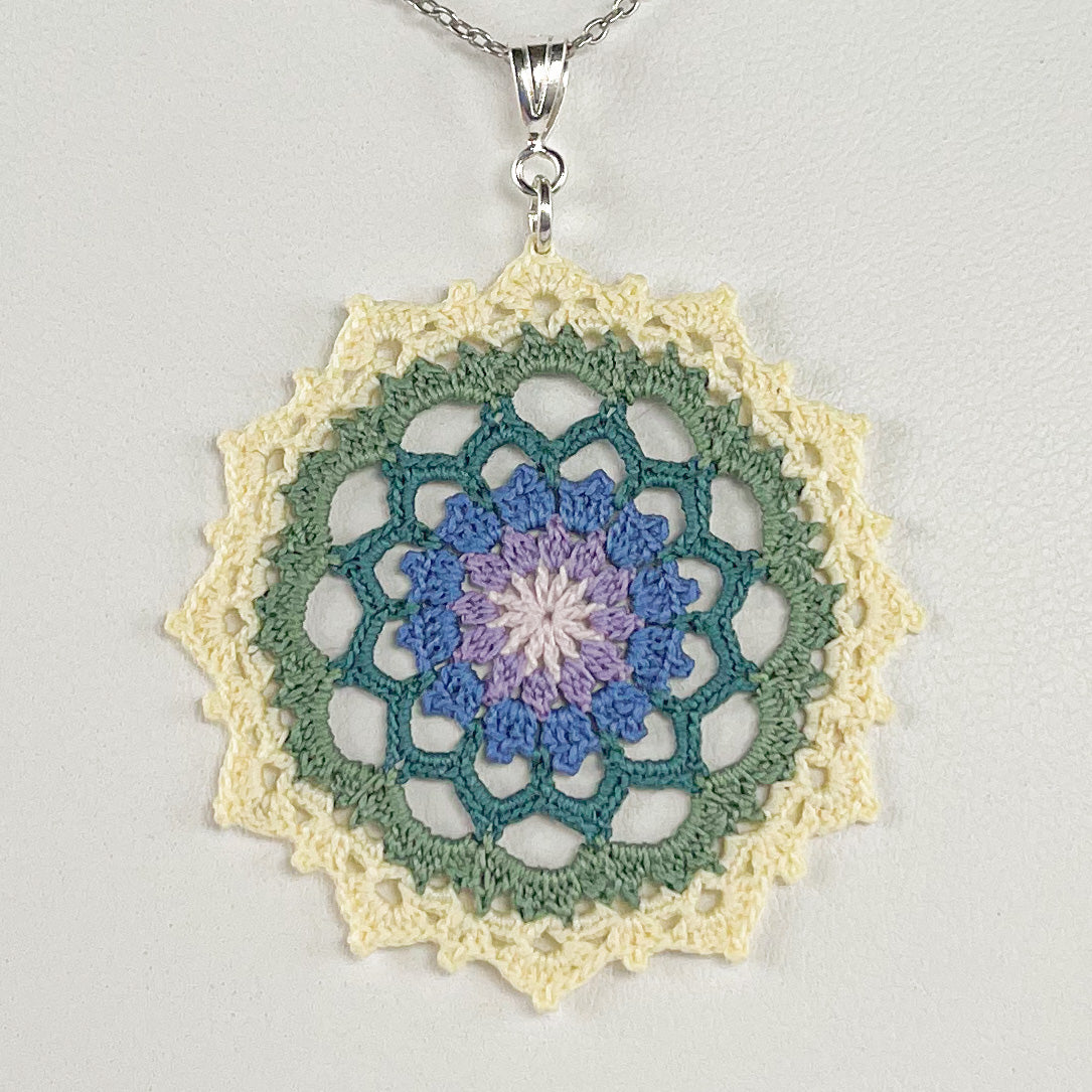 Autumn Air Multi Color Micro Crocheted Mandala Pendant