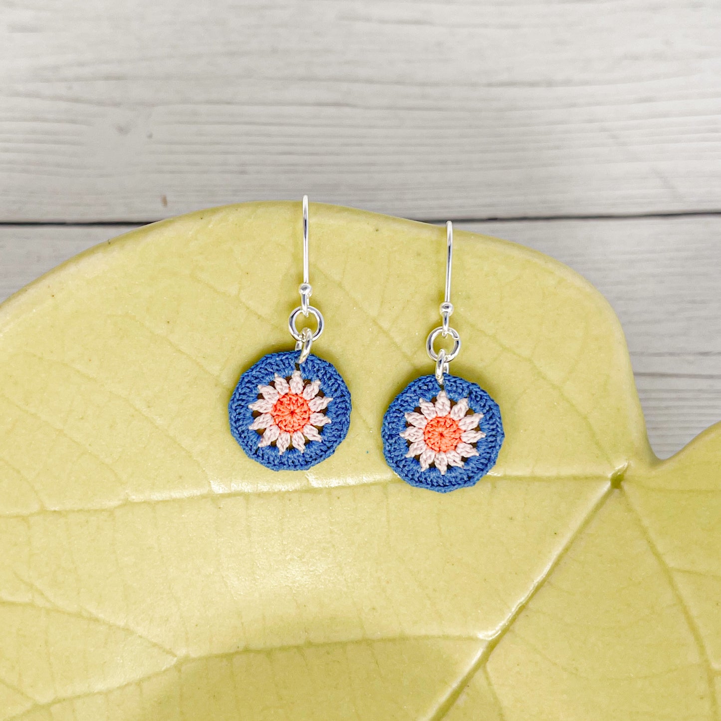 Sunburst Micro Crocheted Cotton Earrings