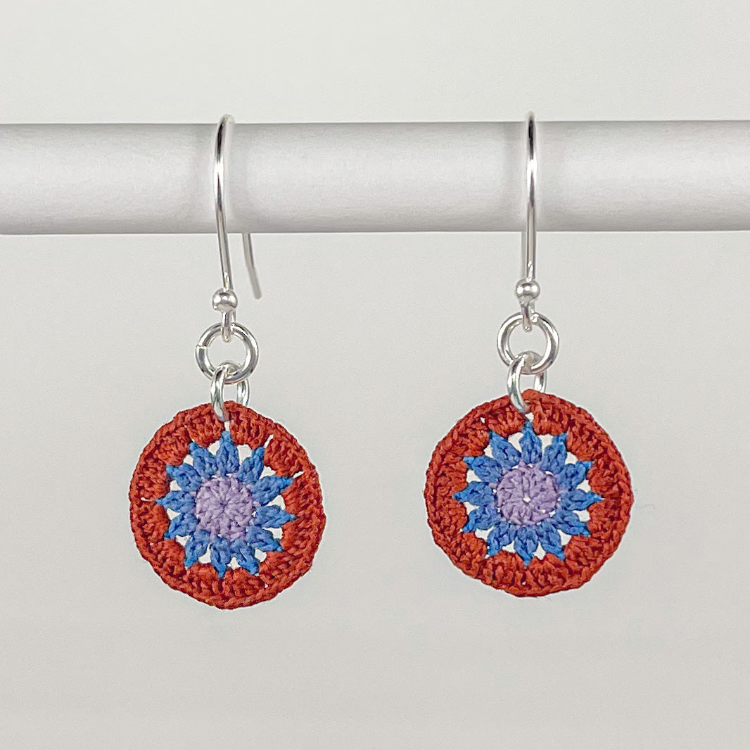 Sunburst Micro Crocheted Cotton Earrings